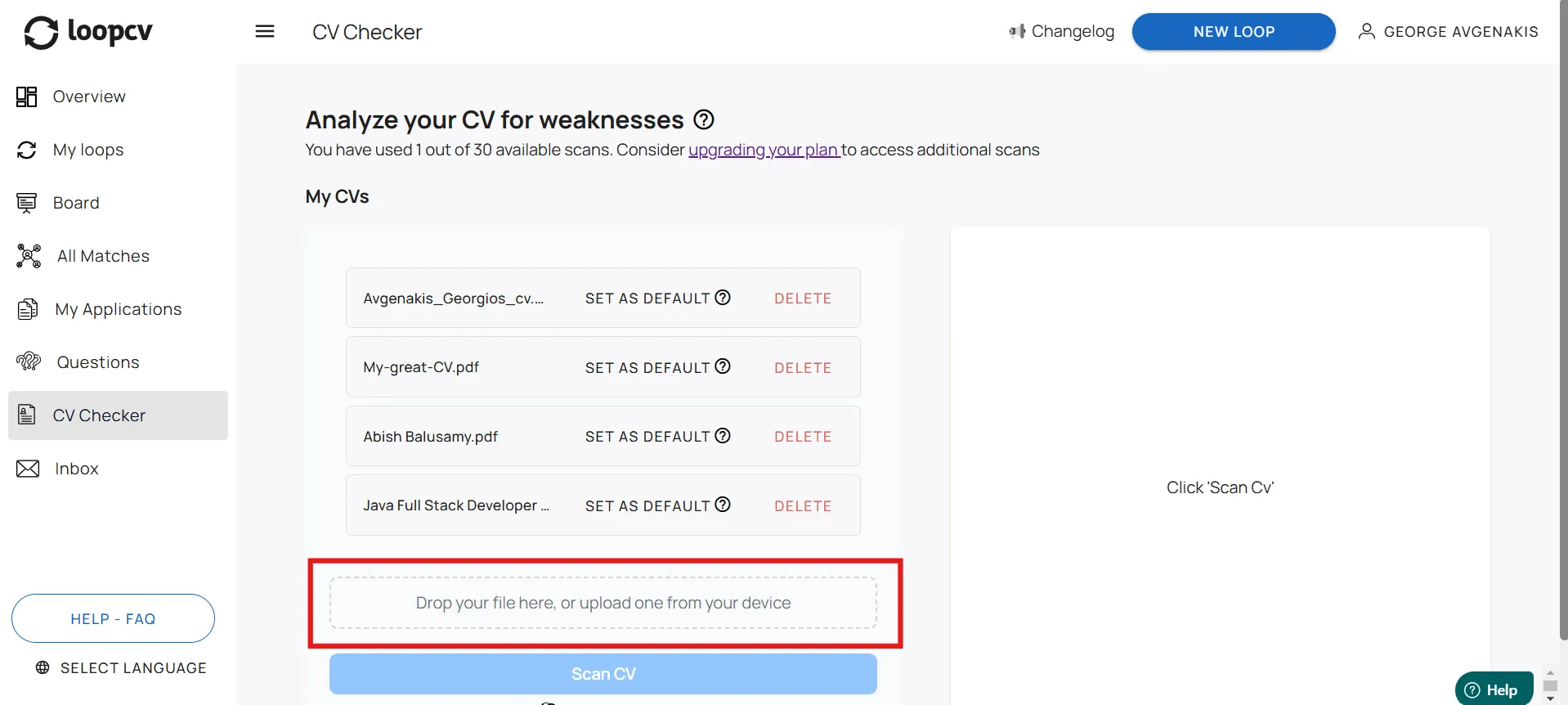 upload your cv